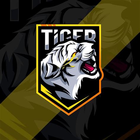 Design Do Logotipo Do Mascote Tiger White Angry Mascote Vetor Premium