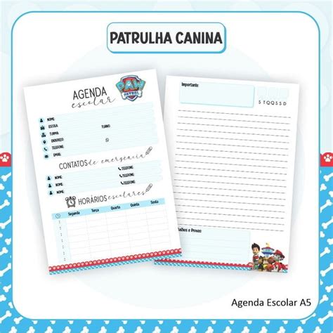 Arquivo Digital Combo Volta As Aulas Patrulha Canina Elo7