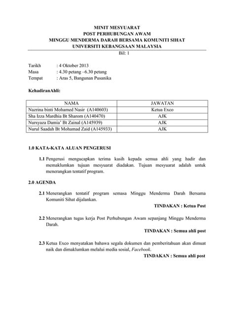 Minit Mesyuarat Pdf