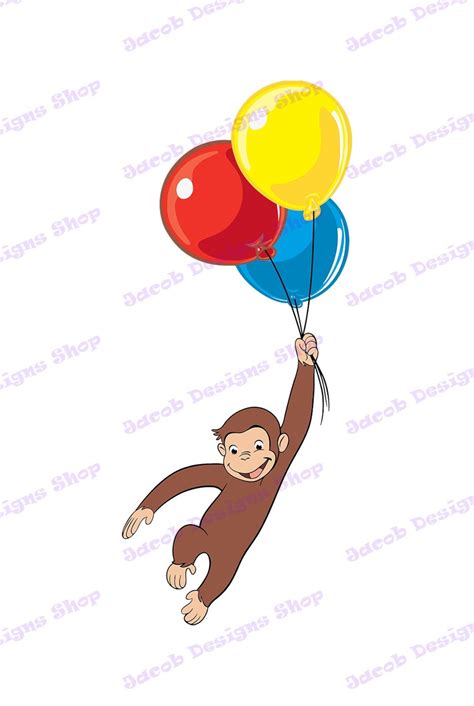 Curious George With Balloons SVG Svg Dxf Cricut Silhouette | Etsy Australia