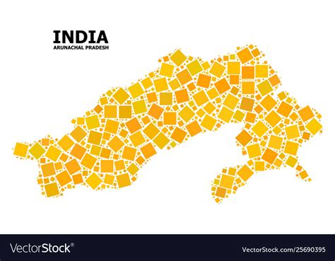 Golden Rotated Square Pattern Map Arunachal Vector Image