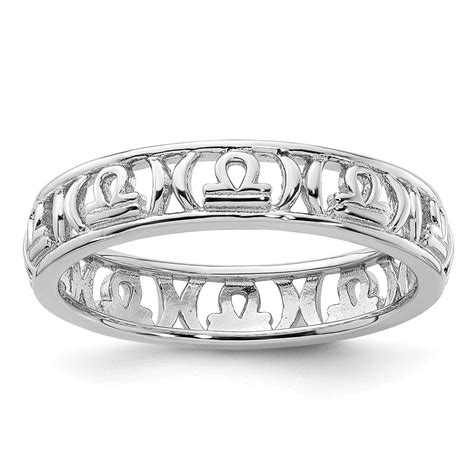 Auriga Fine Jewelry 925 Sterling Silver Libra Zodiac Ring For Women