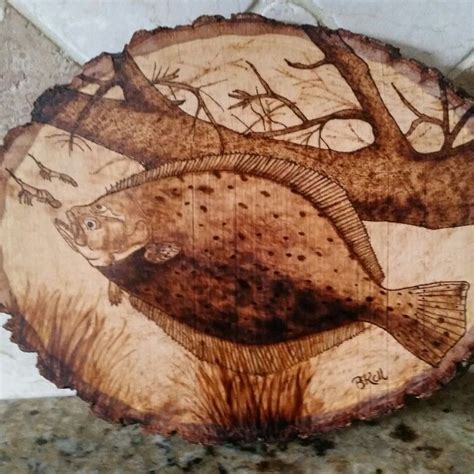 Saltwater Fishflounder Pyrography Aka Woodburning By Brandy