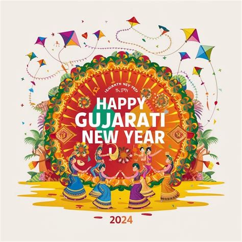 Happy Gujarati New Year Design Illustration Premium AI Generated Image