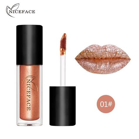 NICEFACE rouge à lèvres liquide à paillettes dorées 1 pièce