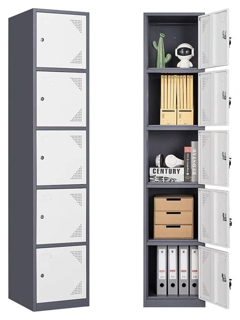 MYXIO Metal Lockers for Employees with 5 Doors, Storage Locker Cabinets ...