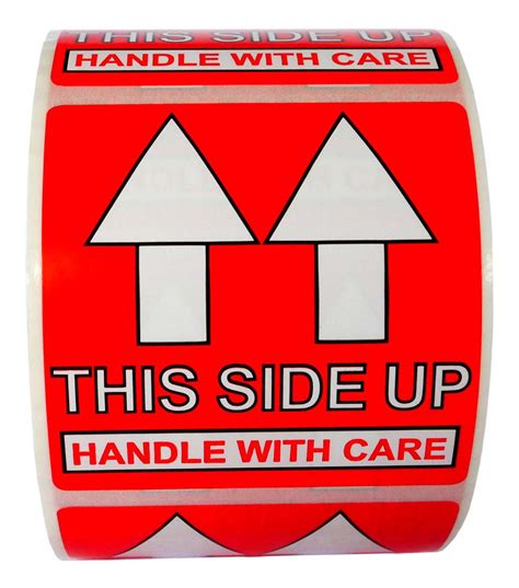 THIS SIDE UP Handle With Care Pre Printed Labels Stickers 2 X 2 1