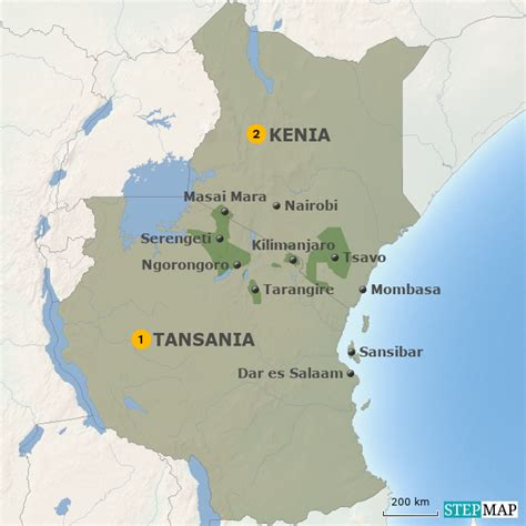 Stepmap Kenia Tansania Karte Landkarte F R Ostafrika