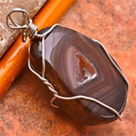 Gorgeous Cocoa Brown Agate Druzy Geode Wire Wrap By Portsofcall