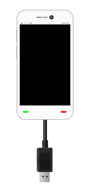 Premium Vector | Smartphone in a usb connection mode with usb cable