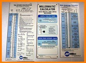 Welder Setting Charts Miller TIG MIG and Stick Welding Calculators on ...