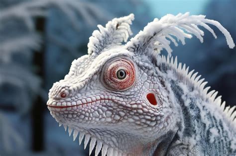 Premium Photo Closeup Of Iguana Head With Ice Crystals On It