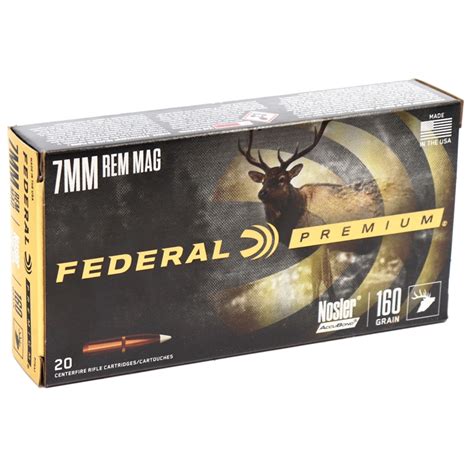 Federal Premium Nosler 7mm Remington Magnum Ammo 160 Gr Nosler Accubond Ammo Deals