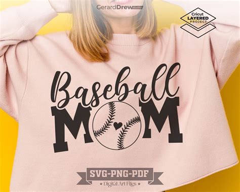 Béisbol Mom Svg Png Mamá Svg Béisbol Svg Béisbol Clipart Béisbol