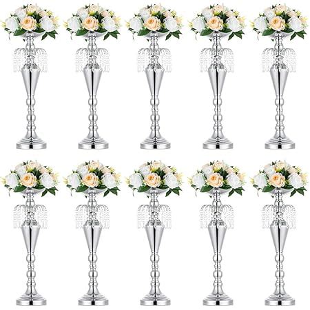 Amazon 10 Pcs Tabletop Silver Metal Wedding Flower Trumpet Vase