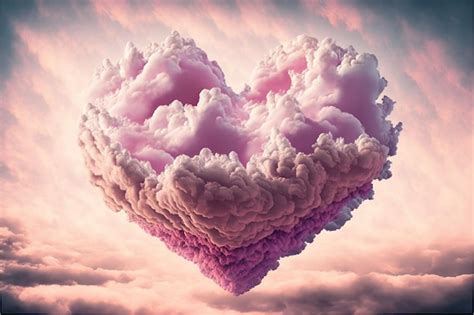 Pink Heart Shaped Cloud In The Sky Ai Generated Premium Ai Generated Image