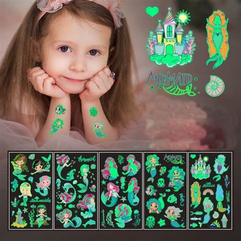 5Pcs Tattoo Aufkleber Leucht Kind Kid Temporäre Gefälschte Tattoos Glow