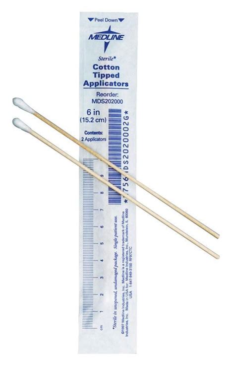 Medline Sterile 6in Cotton Tip Applicator Wood 200Ct