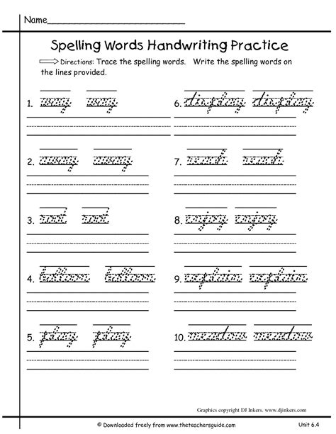 5th Grade Handwriting Worksheet