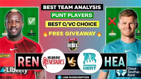 Ren Vs Hea Dream Team Prediction Melbourne Renegades Vs Brisbane