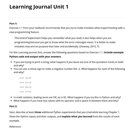 Cs Ay T Learning Journal Unit Home Learning Journal