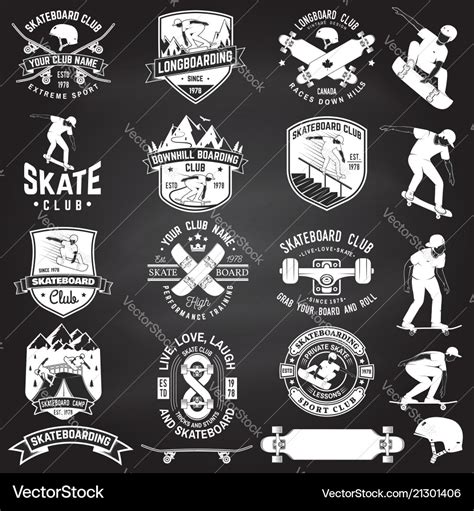 Set Skateboard And Longboard Club Badges Vector Image