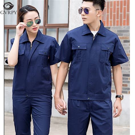 Cotton Solid Color Short Sleeved Workshop Uniform Mechanical