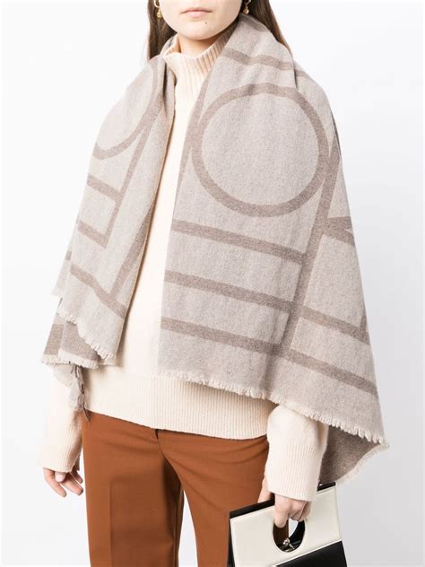 Toteme Monogram Jacquard Wool Cashmere Scarf Farfetch