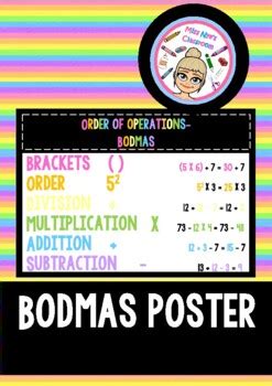 BODMAS Poster by Miss Nye's Classroom | Teachers Pay Teachers