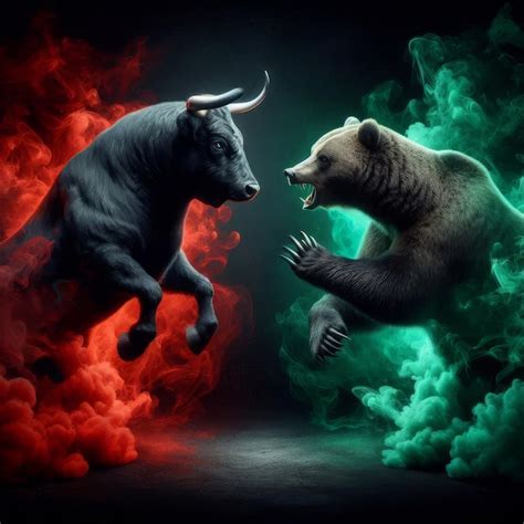 Premium Photo Bull Vs Bear A Market Battle In Fiery And Icy Contrast