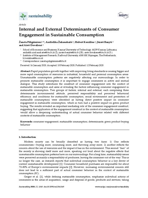 Internal And External Determinants Of Consumer Engagement In