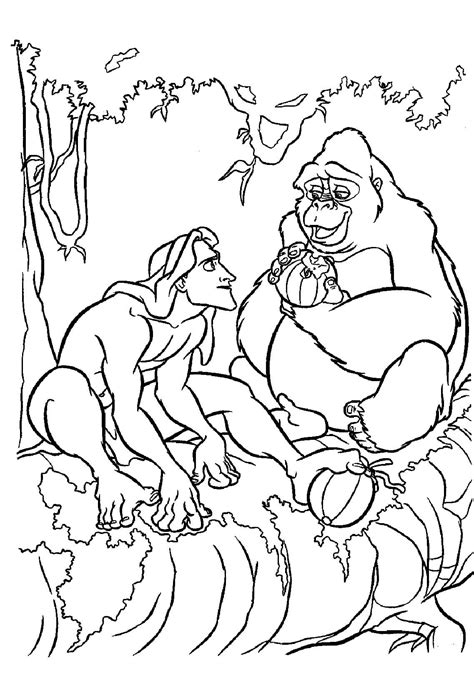 Tarzán y Kerchak para colorear imprimir e dibujar ColoringOnly