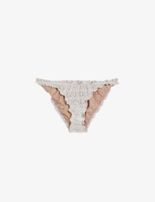 TED BAKER Layleta Frilled Trim Lace Effect Stretch Woven Bikini