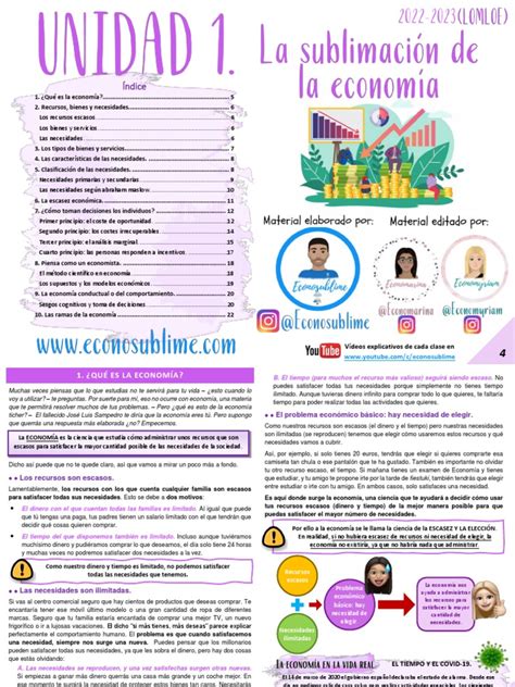 Unidad 1 La Sublimación De La Economía 1º Bachillerato 22 23 Pdf