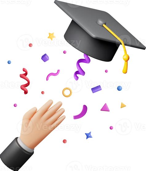 3d Hand Throwing Graduation Hat In Air 35710624 Png