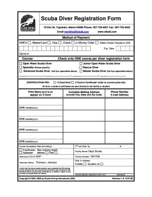 Fillable Online Scuba Diver Registration Form Dayo Scuba Fax Email