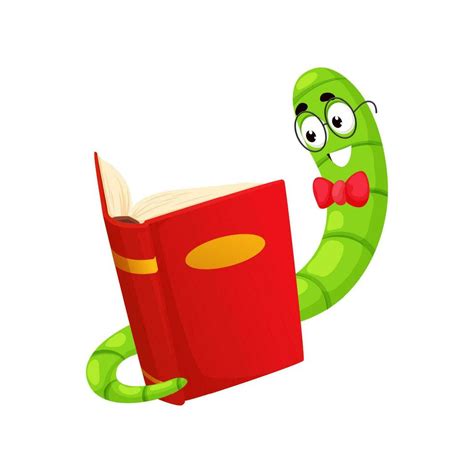 Cartoon Bookworm Character Book Worm Reading 25431858 Vector Art At