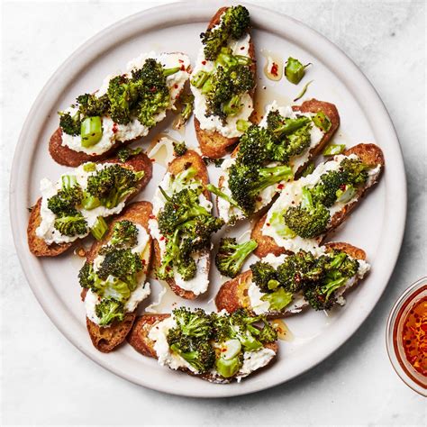 Broccoli And Garlic Ricotta Toasts With Hot Honey Recipe Hot Honey