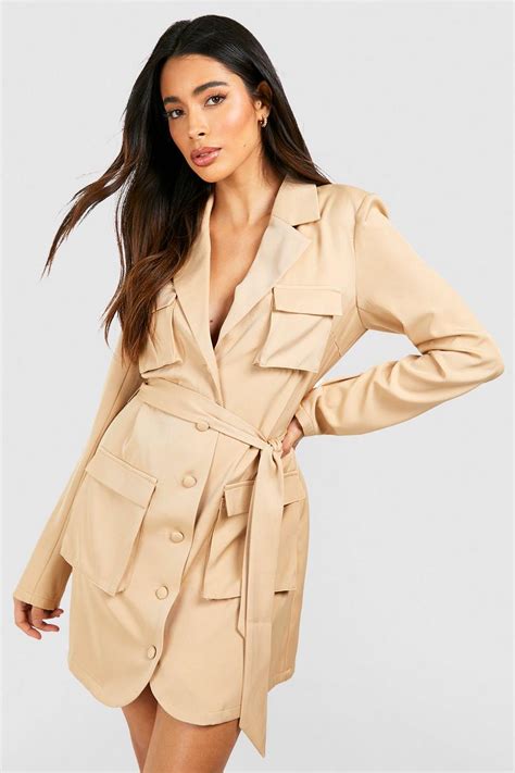 Utility Pocket Blazer Dress Boohoo Uk