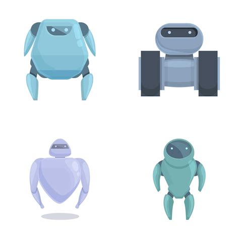 Premium Vector Electronic Robot Icons Set Cartoon Vector Modern Robot