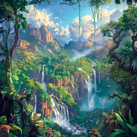 Ilustra O De Arte Digital De Paisagens De Selva Foto Gr Tis