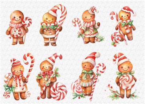 Watercolor Gingerbread Man Clipart Gingerbread Man For Etsy