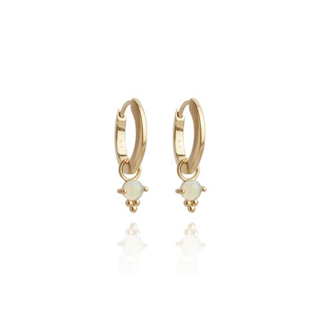 Opal Charm Hoop Earrings In Gold Vermeil Seraphiye