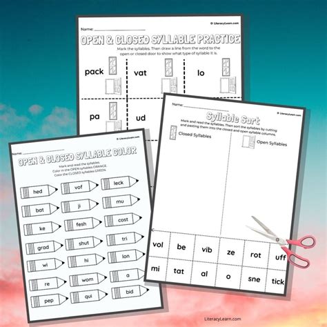 All About Open And Closed Syllables 3 Free Worksheets Literacy Learn