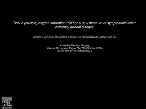 Tissue Muscle Oxygen Saturation StO2 A New Measure Of Symptomatic