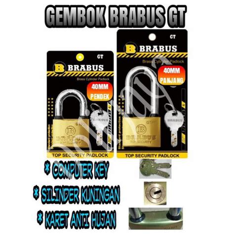 Jual Gembok Brabus Gt Jantung Kuningan 40mm Pendek Dan Panjang Shopee