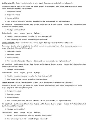AQA Biology GCSE B8 + B9 Photosynthesis and Respiration | Teaching ...