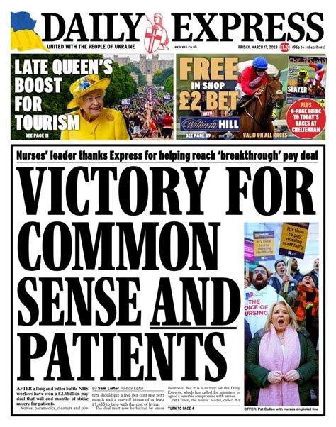 Daily Express Front Page 17th Of March 2023 Tomorrows Papers Today