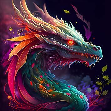 QENSPE 5D Diamond Painting Kits Colourful Dragon Diamond Art For