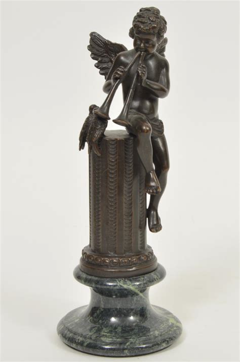 Sold Price Bronze Cherub On Marble Base After Mathurin Moreau May